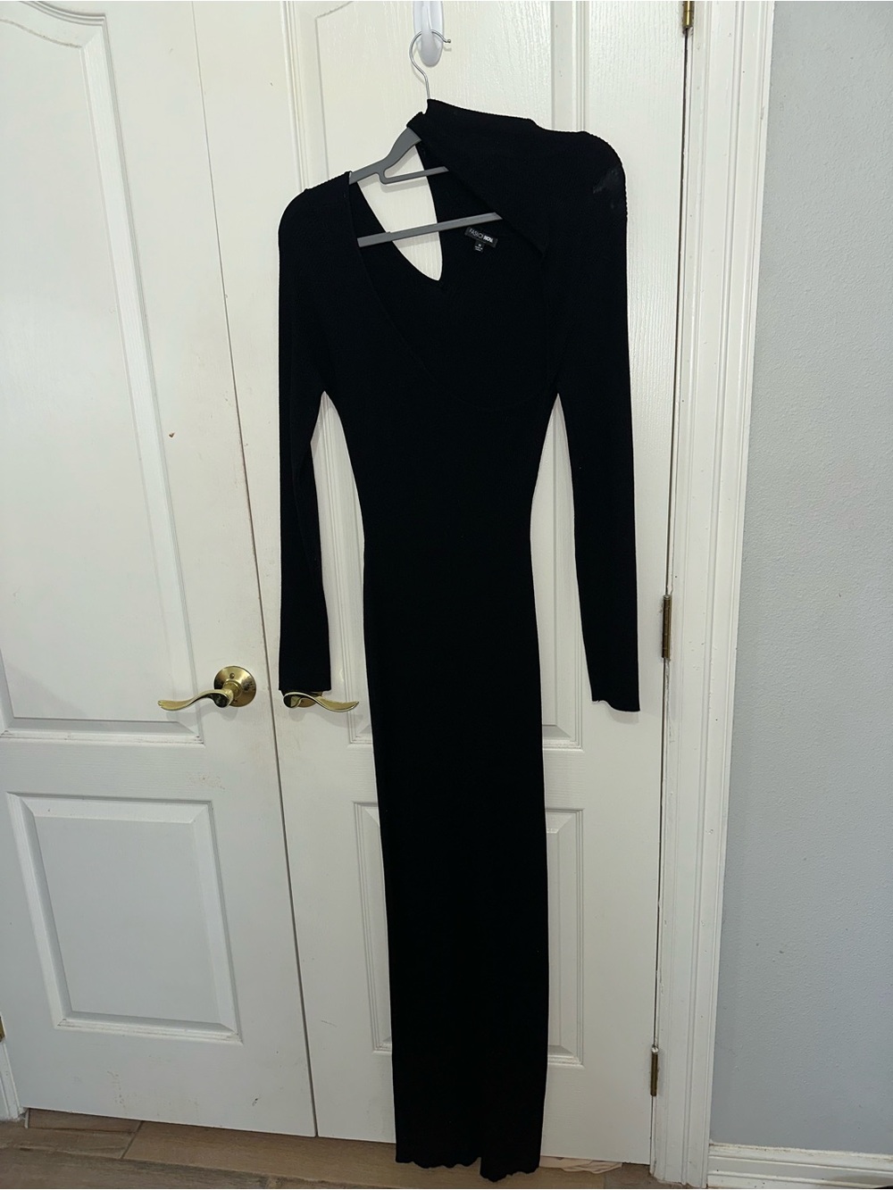 Fashion Nova Black Long Sleeve Maxi Dress